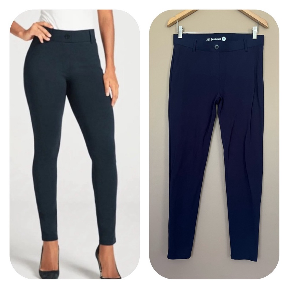 {Betabrand} Classic Dress Pant Yoga Pant Skinny in Navy - Womens Medium
